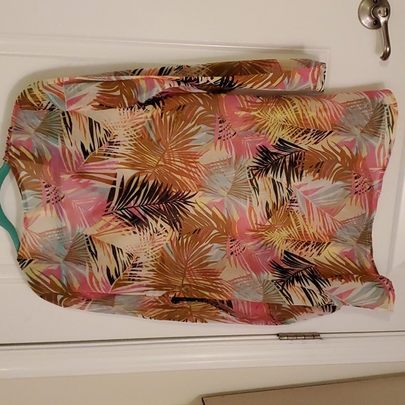 Sheer top coverup palm frond print beaded - Picture 5 of 5
